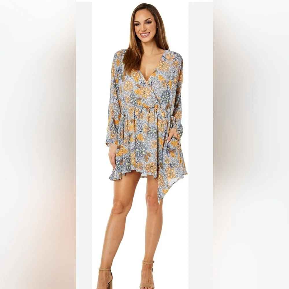 Free‎ People Blue and Orange Plunge Sundress